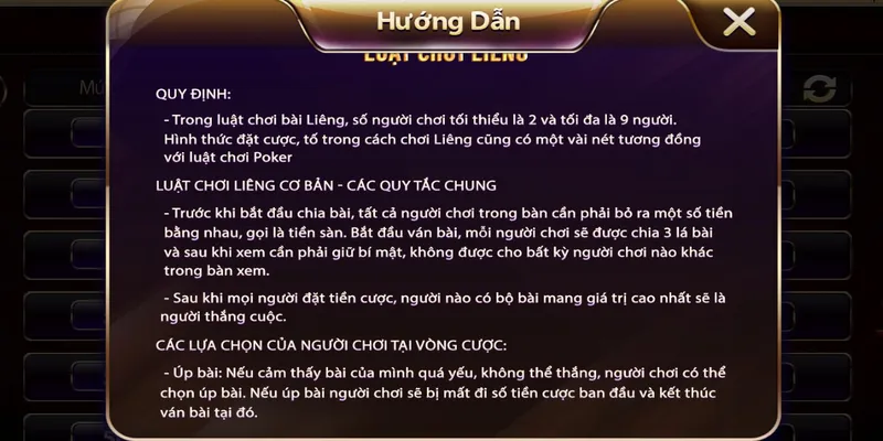 Luật chơi game bài Liêng đơn giản